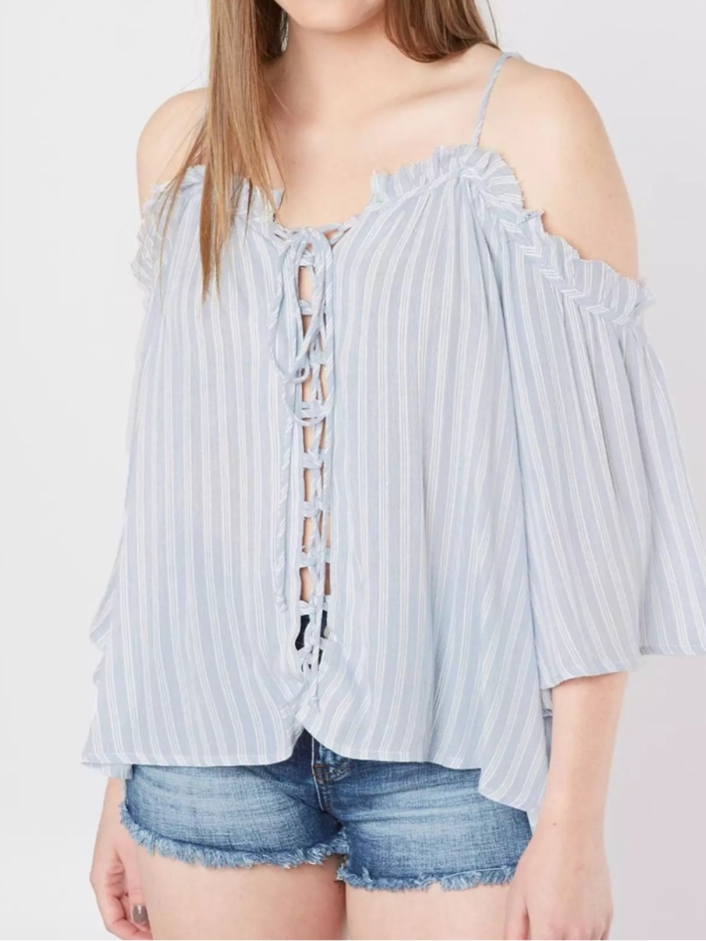 Gimmicks by Buckle Striped Cold Shoulder Top NWT